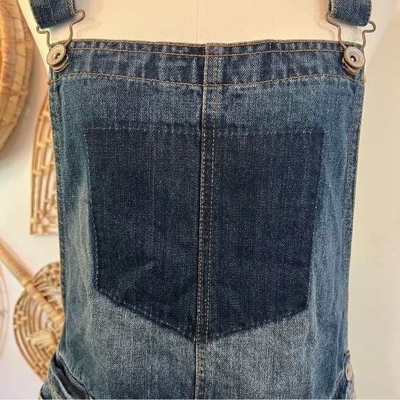 NWT Hwy Jeans Distressed Denim Overall Shorts Romper Y2K Vintage Style Size L - Picture 3 of 10